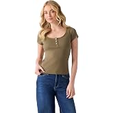 Guess Women's Short Sleeve Kaylee Rib Henley