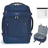 ECOHUB Travel Backpack for Men, 18x14x8 Spirit Airlines Personal Item Bag with Clear Toiletry Bag, Laptop Carry on Backpack with USB Port, Airline Approved Under Seat 14 Pockets 30L, Blue