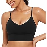 CRZ YOGA Butterluxe Womens V Neck Longline Sports Bra - Adjustable Padded Yoga Camisole Workout Crop Top