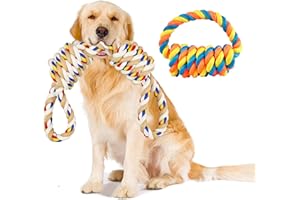 GHOBROFY Dog Rope Toys for Aggressive Chewers and Medium Dog Breeds, Tough Durable Dog Chew Toys 2 Pack, Dental Cleaning Chew Toys, Interactive Cotton Tug of War Dog Toy,Orange