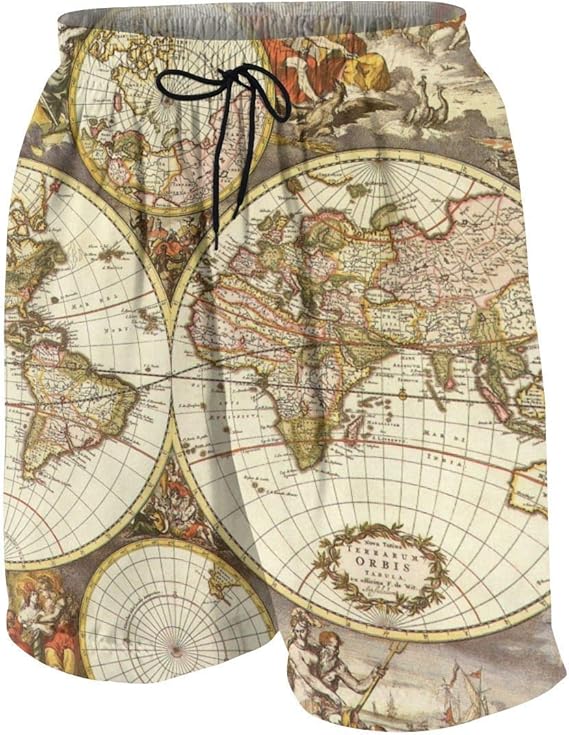 EU Bañador para Hombre, Viejo Mapa del Mundo en Pantalones Cortos de