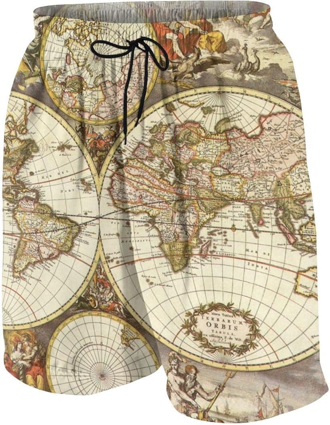EU Bañador para Hombre, Viejo Mapa del Mundo en Pantalones Cortos de