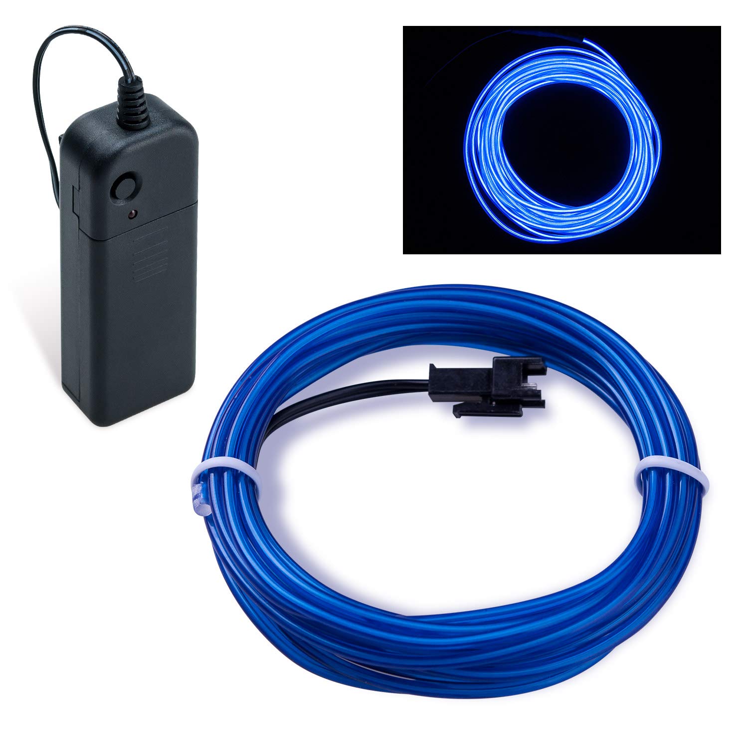 COVVY EL Wire,5m Neon Glowing Strobing Electroluminescent Light Super Bright Battery Operated EL Wire Cable for Halloween Cosplay Party DIY Decoration