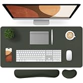 Bloss Leather Desk Pad Protector, Large Mouse Pad, Office Desk Mat, Non-Slip PU Leather Desk Blotter, Laptop Desk Pad, Waterproof Desk Writing Pad for Office and Home (Jungle Green, 31.5" x 15.7")
