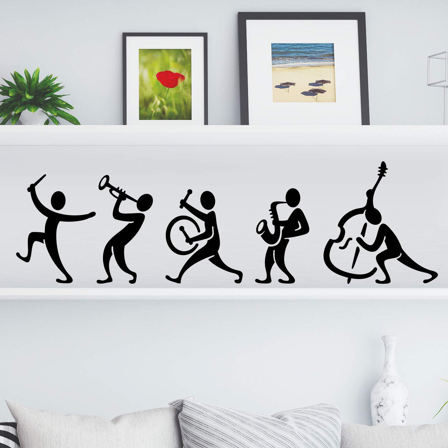 Music Band Kitchen Wall Tea Vintage Sticker Wall4Stickers Vinyl Decal Art Restaurant Pub Decor Guitar Mural Decoration Instruments Drum Fluite Saxophone