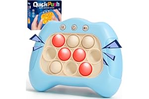 AOTIBO Fast Push Machine Light Up Fidget Toys for Kids Adults, Handheld Game for Kids 3-12, Quick Push Bubble Stress Toy, Sensory Toys Travel Games, Xmas Birthday Gifts for Boys Girls (Blue)