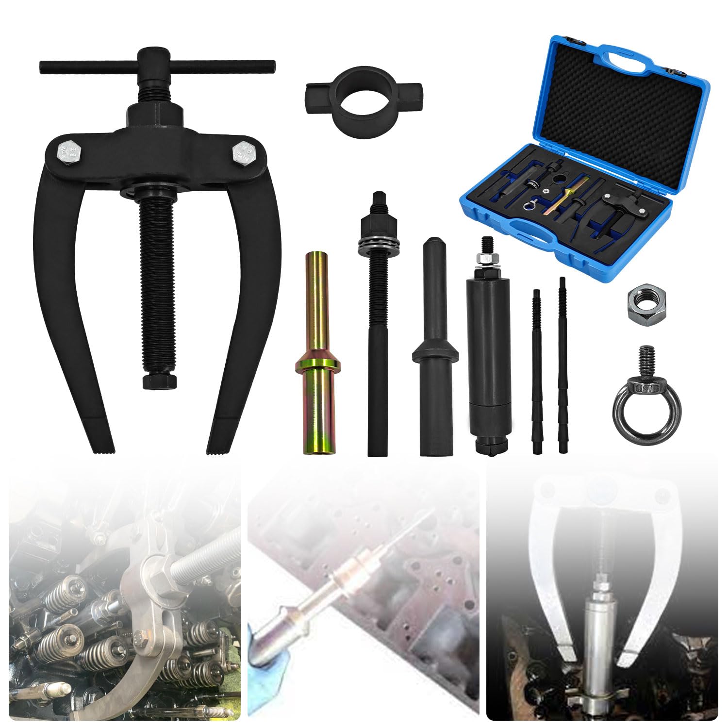 Photo 1 of 88800387 Injector Sleeve Cup Nozzle Tube Remover and Installer Tool Kit Compatible with Volvo D11 D13 D16 FM12 MP7 MP8 MP10 Engines replaces Part#: 88800196 9986174