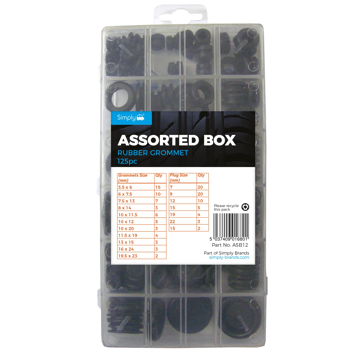Simply ASB12 Rubber Grommet, Set of 125