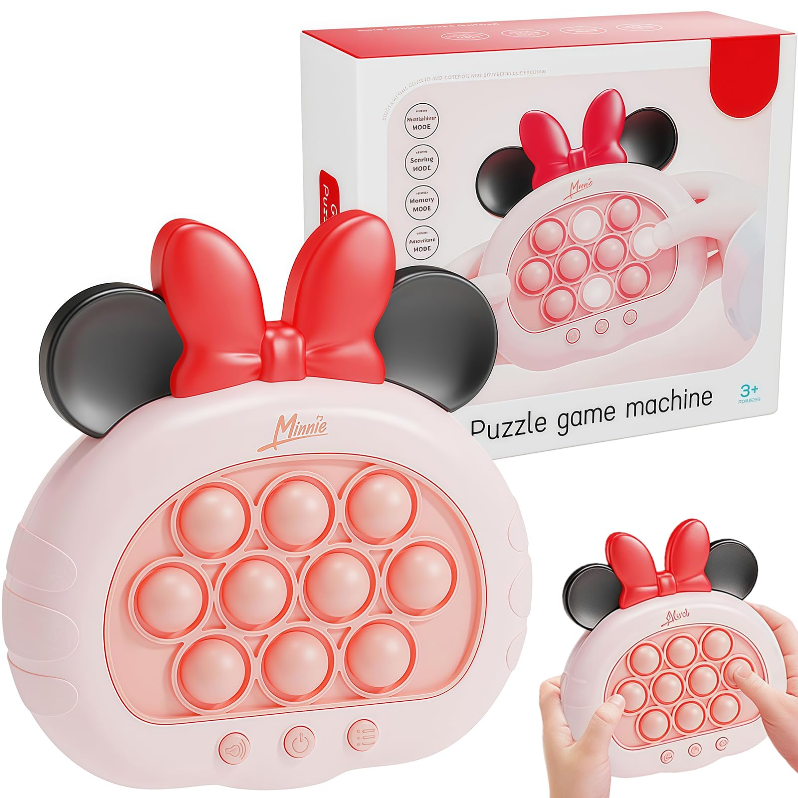 Light Up Pop it Game Quick Push Bubbles Game,Minne Handheld Fast Speed Pushing Game,Poppet Game Sensory Fidget Toys for Autism,Puzzle Pop Game Controller Santa Push Button Toy for Kids Xmas Gifts