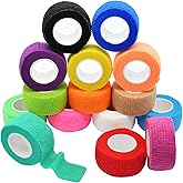 FEILIBAY 15 Pack Cohesive Wrap 1 Inch x 5 Yards Self Adherent Vet Tape for Pets, Elastic Self Adhesive Bandage Wrap for Sports, Finger, Wrist, Ankle (1 Inch, 15 Colors)