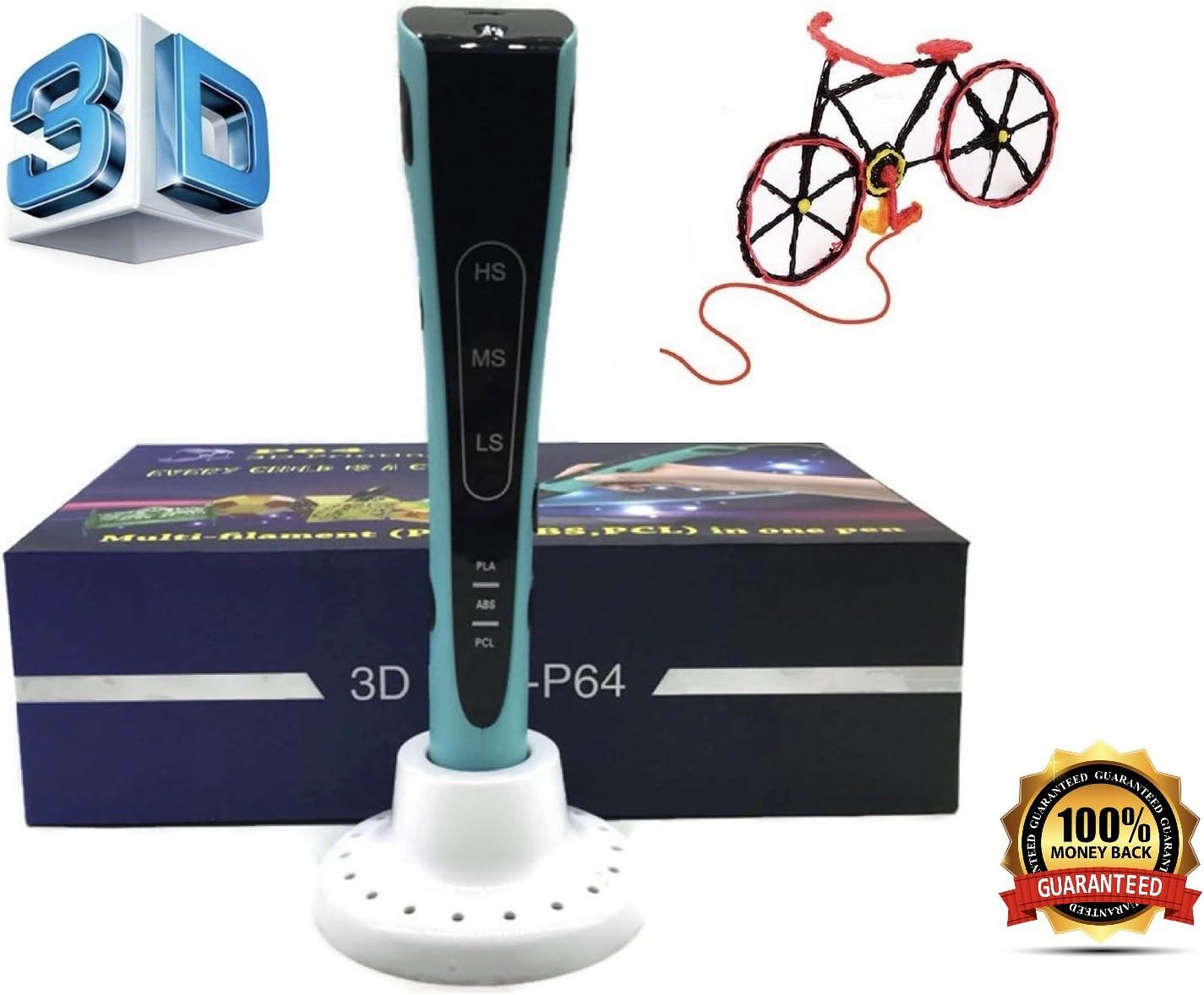 3D Pen - 2018 Cute Elephant 3D Pen with OLED Display for Kids