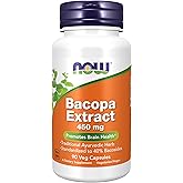 NOW Foods Supplements, Bacopa Extract (Bacopa monnieri) 450 mg, Promotes Brain Health*, 90 Veg Capsules