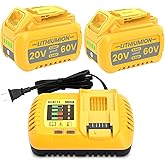 9.0Ah 2Pack Replacement for Dewalt 20V 60V Battery and DCB112 Charger Compatible with DCB609 DCB606 DCB612 DCB200 DCB201 DCB203 DCB204 DCB206 DCB207 DCB209