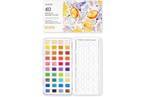 Grabie Metallic Watercolor Paint Set - 40 Rich Shimmering Powder, Versatile tin package, Art Supplies, Great Pairing of Painting Embellishments