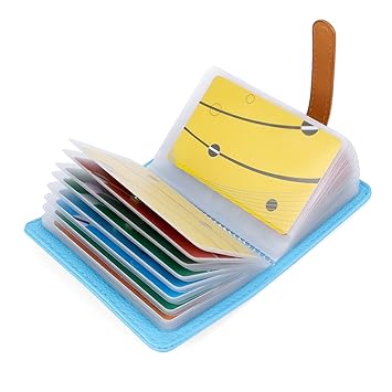 10 Farben Kreditkartenetui Damen Herren Kartenetui Leder - 26 Karten (Blau)
