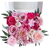 YiRonCins Artificial Flowers Pink Bouquets Box Set for DIY Bridal Wedding Shower Decorations Fake Floral Arrangements for Party Centerpieces Baby Shower Home Decor
