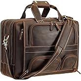 Polare Full Grain Cowhide Leather 17'' Laptop Large Briefcase for Men Business Messenger Bag Work Bag