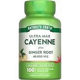 Nature's Truth Cayenne Pepper Capsules | 40,000 HU | 100 Count | with Ginger Root | Non-GMO &amp; Gluten Free Supplement