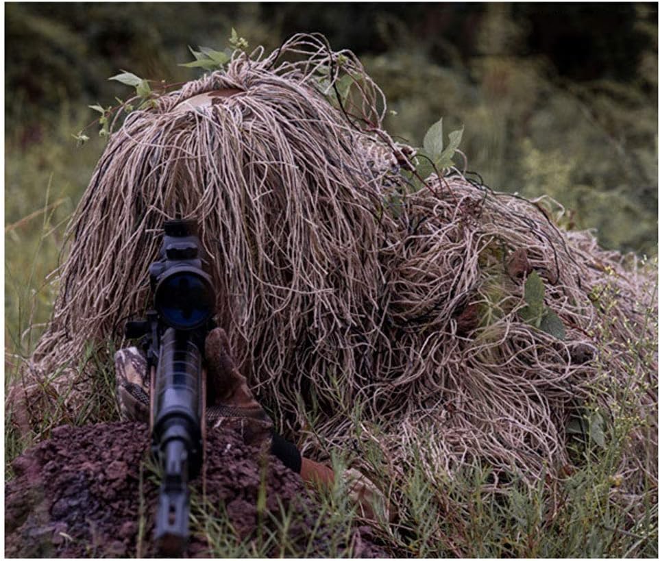 ZHhome Camouflage Camo Suit, 3D Realistic ，Suitable for Sniper Woodland Military Army Shooting Hunting Air Gun Photography,Five-Piece Suit Desert Color (Size : Large size below 195CM)