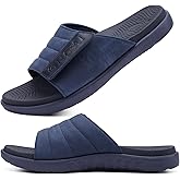 ONCAI Mens Sandals Adjustable Straps Orthotic Plantar Fasciitis Open Toe Athletic Sport Slides with Soft Comfy Arch Support Footbed Size 7.5-15