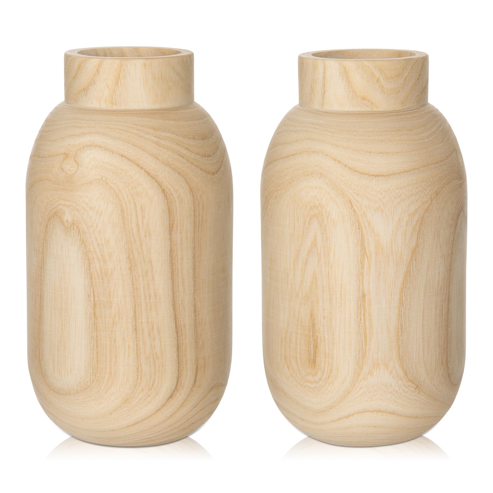 Briful 2-Pack Handmade Wooden Flower Vase, 6.4" Small Wood Vase for Flowers Natural Ash Wood Small Vases for Floral Arrangement Home Decoration