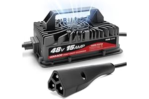 YILEIDE 15 AMP Golf Cart Charger for 48 Volt EZGO & TXT with 3-Pin Delta-Q Plug