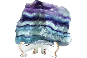 AMOYSTONE Colorful Fluorite Stone Plate Healing Crystal Slices Color Fluorite Stone Pieces Office Home Decor Reiki Healing Gi
