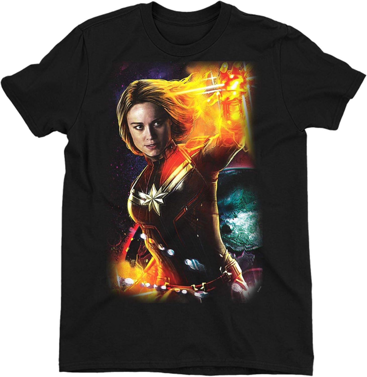 Captain Marvel Energy Surge Children's Unisex Black TShirt at Amazon