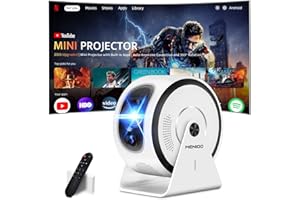 [Built-in Apps & Auto Focus] Mini Projector 4K 1080P 2026 Upgraded Auto Keystone 360° Rotatable Projector Portable, with WiFi