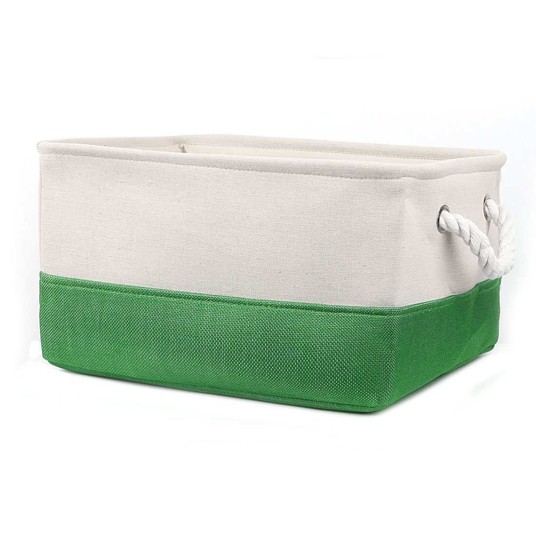 Sourcingmap Foldable Polyester Storage Basket or Bin with Durable Cotton Handles,Home Organizer Solution for Toys, Laundry,Clothes,Container Box for Closet, Office, Bedroom (Green, M)