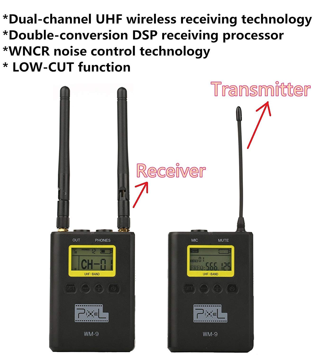 Pixel 50Channel Professional UHF Wireless Lavalier