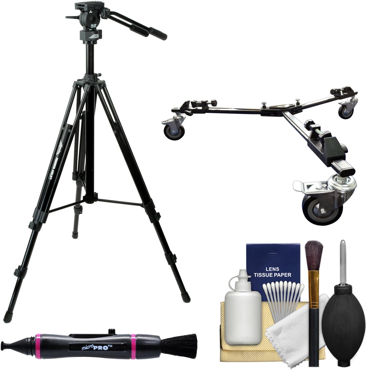Davis & Sanford 74" ProVista Airlift Video Tripod with FM18 Video Fluid Head & Case with Tripod Dolly + Kit