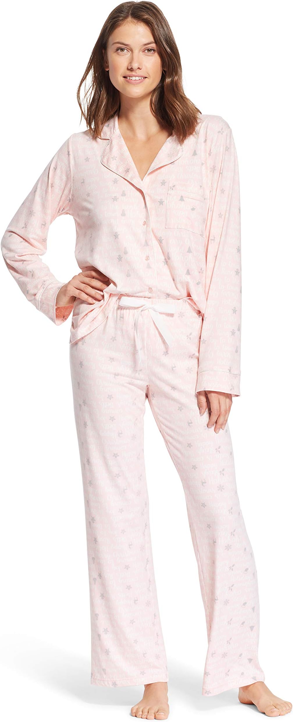 kathy ireland Womens Long Sleeve Shirt and Lounge Pajama Pants Sleep Set