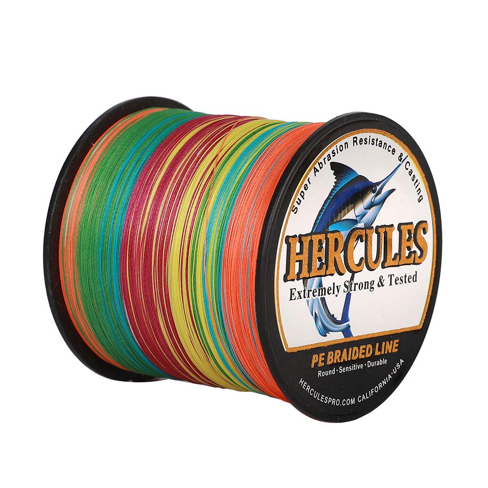 Hercules Super Strong 500M 547 Yards Braided Fishing Line 70 LB Test for Saltwater Freshwater PE Braid Fish Lines 4 Strands - Multicolor, 70LB (31.8KG), 0.44MM