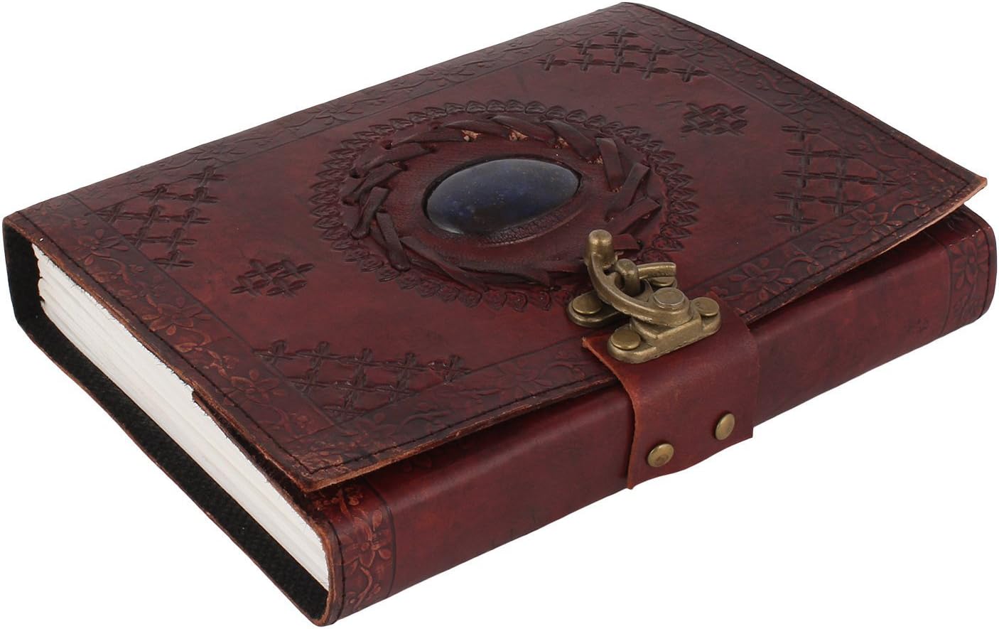 Urban Hide Handmade With Precious Center Stone Journals And Safety Side Brass Lock