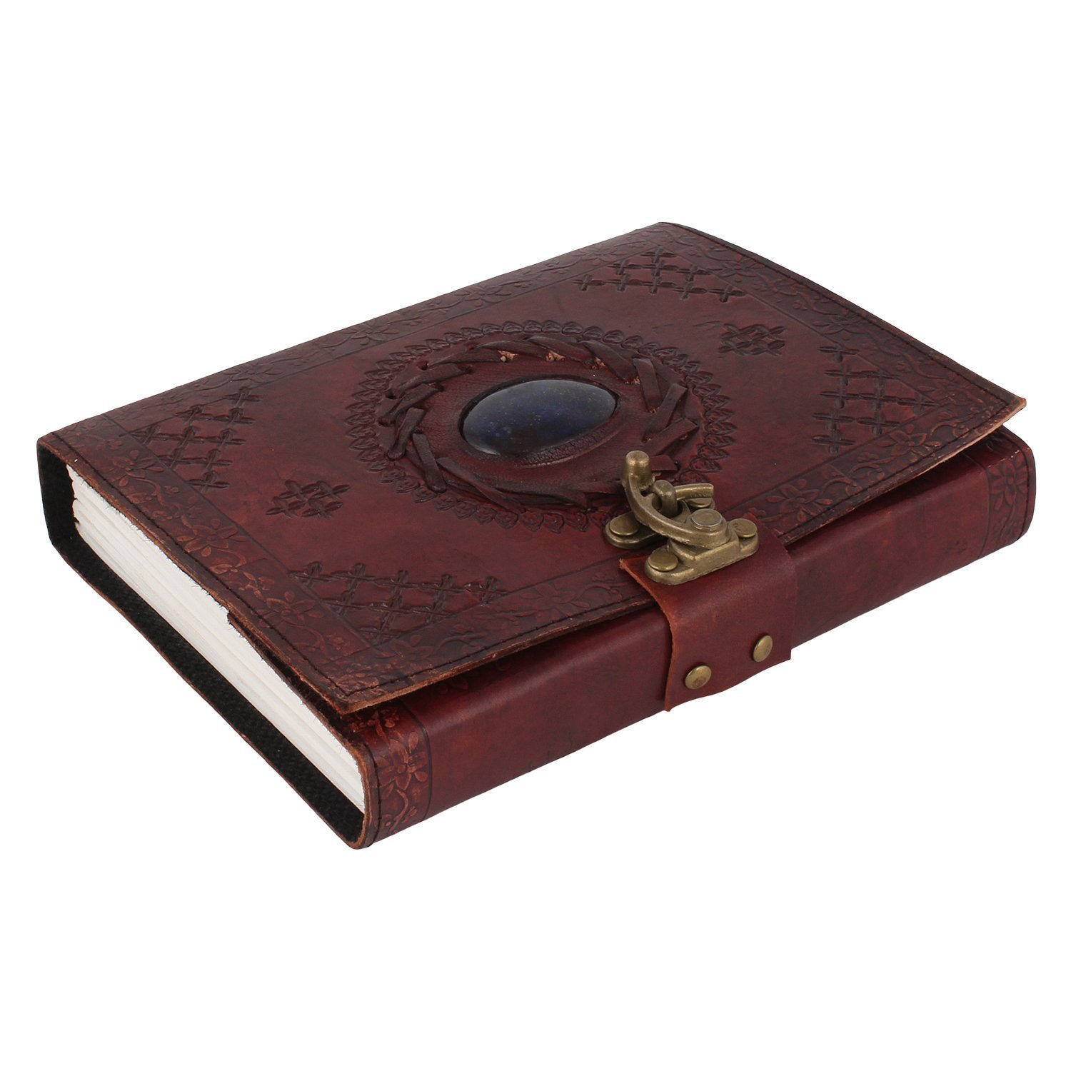 BLUE STONE LOCK Diario de cuero con bloc de notas de