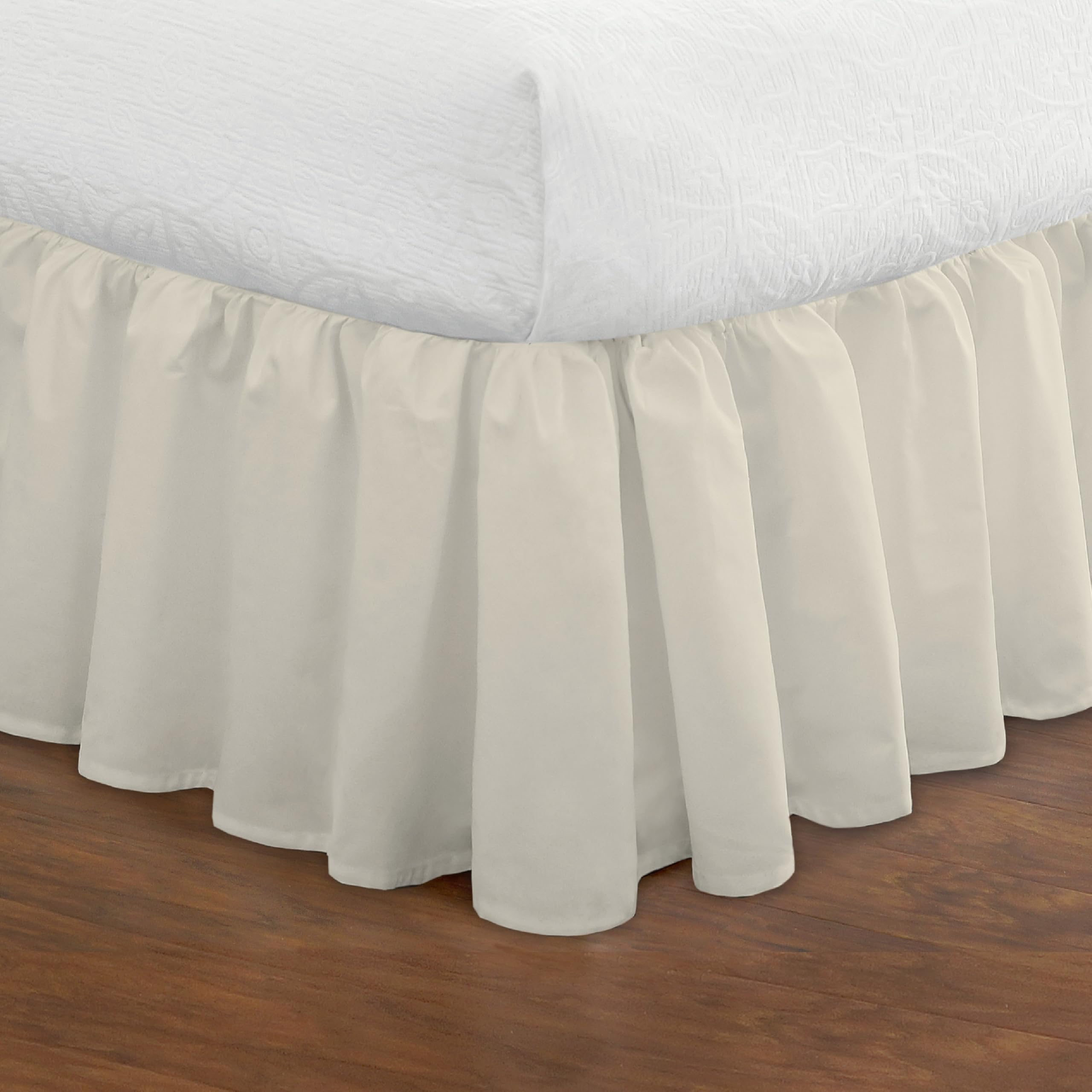 Photo 1 of FRESH IDEAS Bedding Ruffled Bedskirt, Classic 14” Drop Length, Gathered Styling, Full, Ivory (FRE30114IVOR02)
