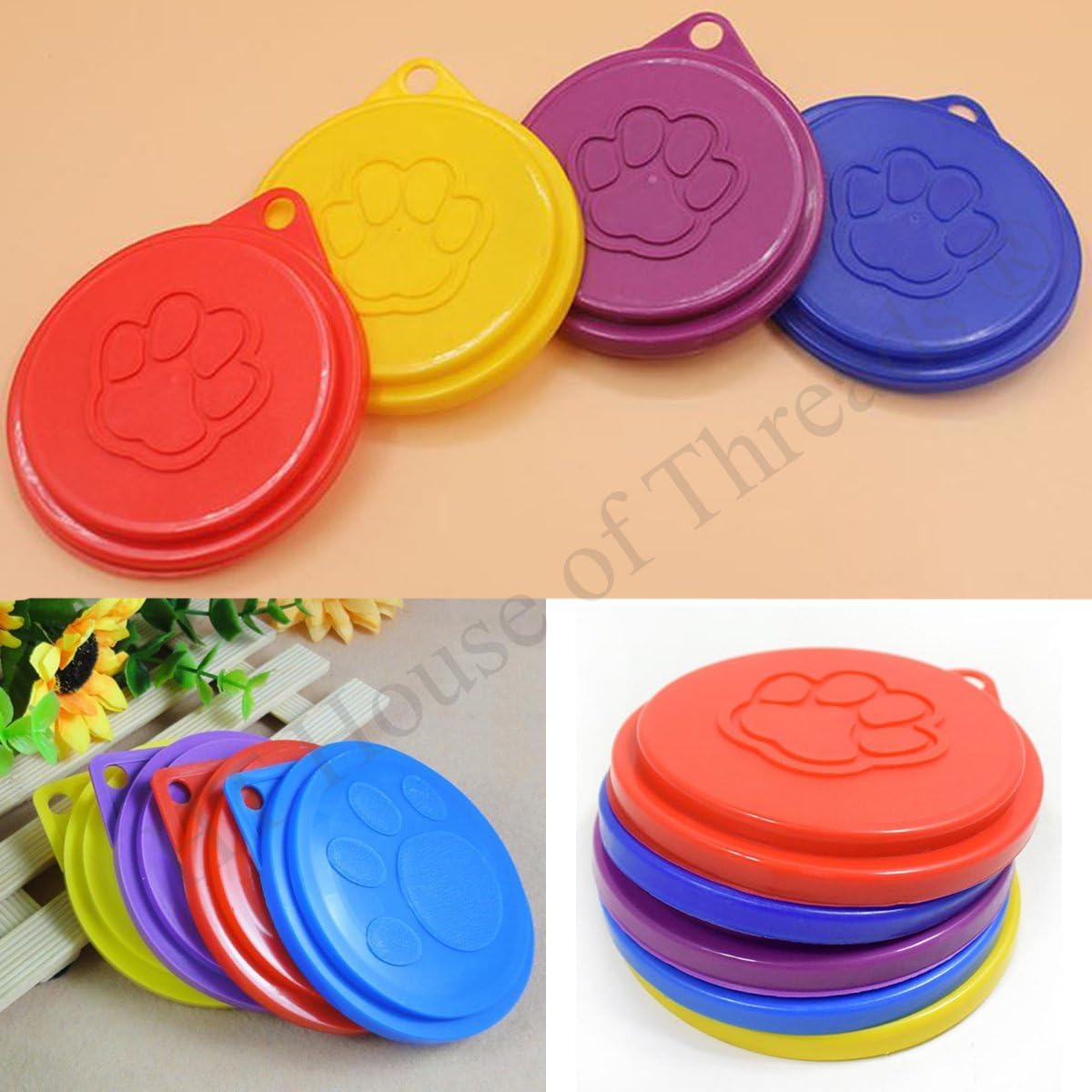 4 Pack Pet Food Can Cover Lids Dog Cat Pets Tin Plastic Reusable Covers