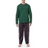 IZOD mens Jersey Henley Top and Micro Fleece Pant Sleep Set