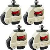 4Pcs 2"(50mm) Leveling Caster with Rubber Foot 2200lbs for Workbench | 2 inch (50mm) leveling machine stem casters, retractable rubber leveling foot, 2200 lbs total load capacity
