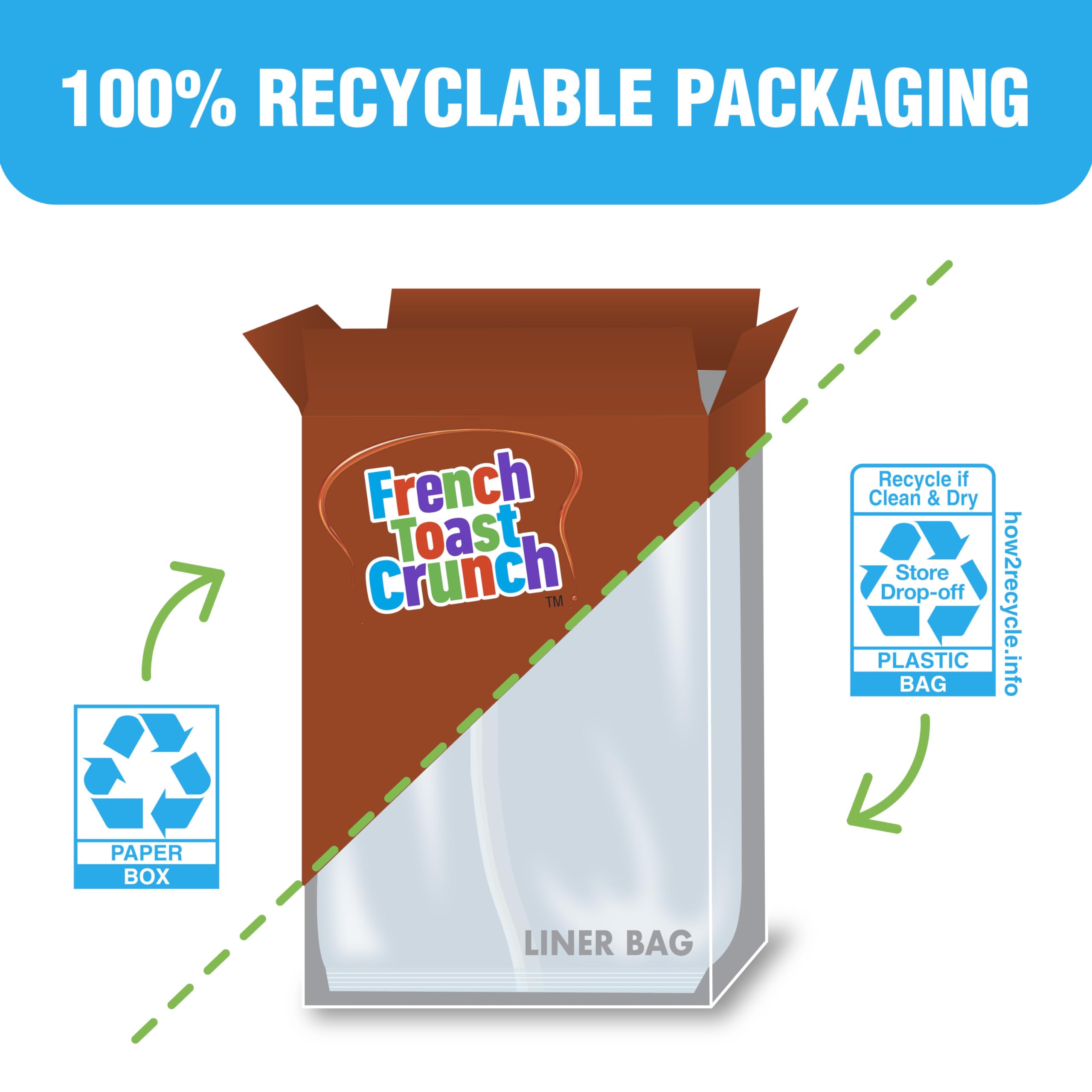 French Toast Crunch Breakfast Cereal, Syrup and Cinnamon Taste, Family Size, 17.4 oz