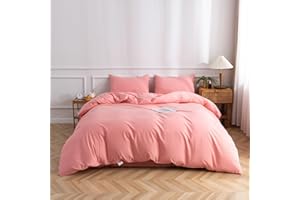 TAZMKEZM Pink Duvet Cover 100% Washed Cotton King Size 104x90 Inch 1 Pieces Luxury Soft Bedding with Zipper Closure Solid Color Pattern