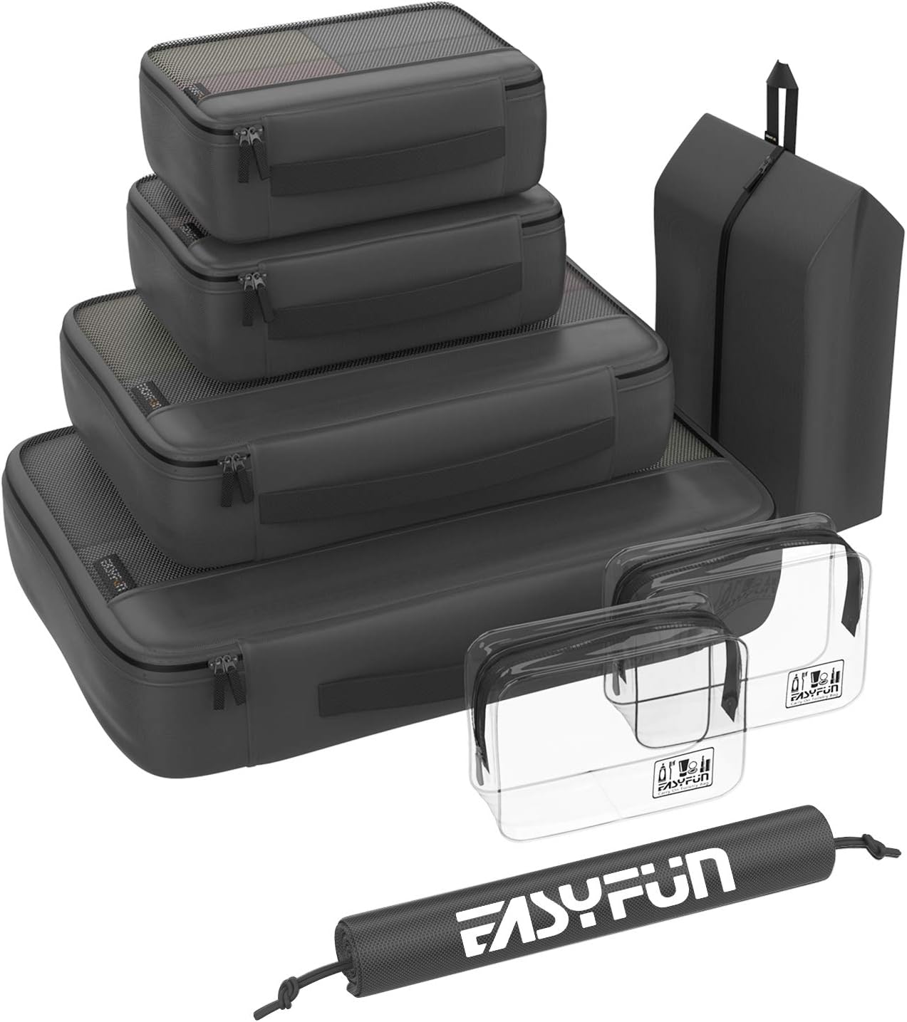 Packing Cubes, 8 Set Luggage Organizer for Travel Suitcase Include 2 Toiletry Bags and 2 Shoe Bags