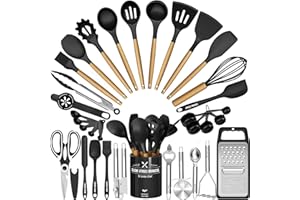 Kitchen Utensils Set- 34PCS Silicone Cooking Utensils with Holder, Umite Chef Heat Resistant Kitchen Utensil Spatula Set for 