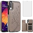 Phone Case for Samsung Galaxy A50 with Tempered Glass Screen Protector and Card Holder Wallet Cover Stand Flip Leather Cell A