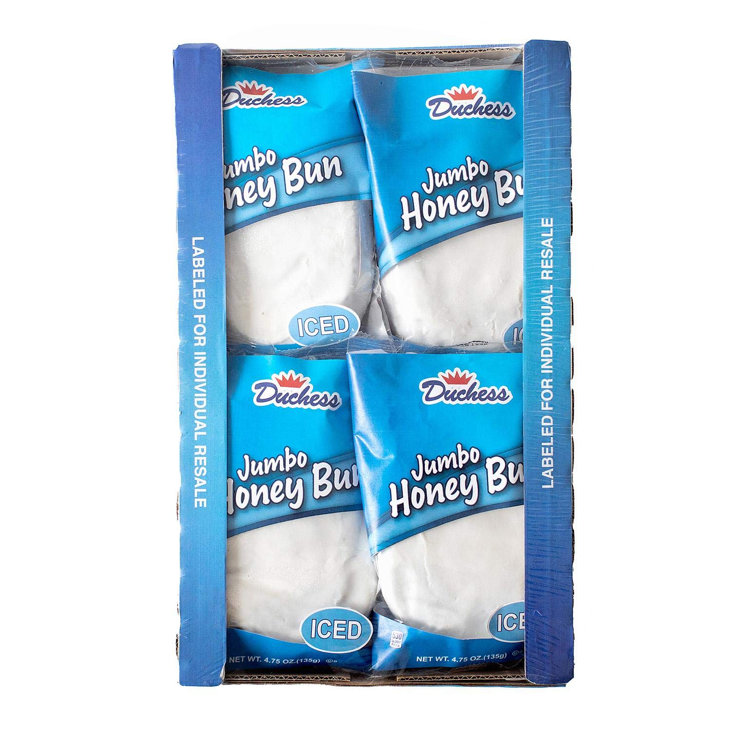 Duchess Jumbo Iced Honey Buns, 4.75 ounces, Individually Wrapped, Pack
