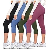 VALANDY Creamlush 4 Pack Capri Leggings for Women-High Waisted Stretchy Soft Yoga Lounge Pants(S-3XL)