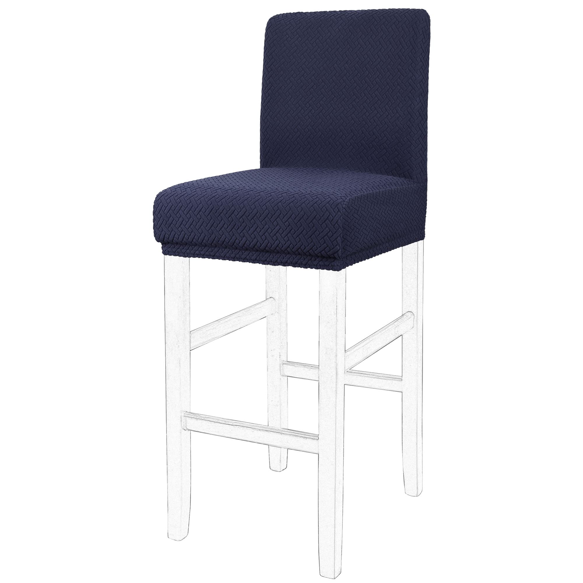 PiccoCasa Stretch & Removable Dining Chair Covers for Pub Counter, Set of 1 Bar Stool Covers with Elastic Bottom - Spandex Short Back Chair Covers Protector Dark Blue