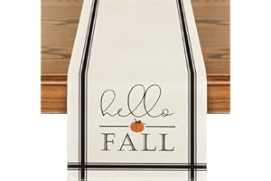 Artoid Mode Hello Fall Pumpkin Table Runner, Seasonal Harvest Vintage Thanksgiving Kitchen Dining Table Decoration for Indoor Outdoor Home Party Decor 13 x 72 Inch