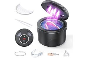 WBXWBX Ultrasonic Retainer Cleaner, 45kHz Retainer Cleaner Machine for Dentures, Mouth Guards, Aligners, Braces, Toothbrush Heads & Jewelry, 200ML Dental Cleaning Pod with 4 Modes & Digital Timer